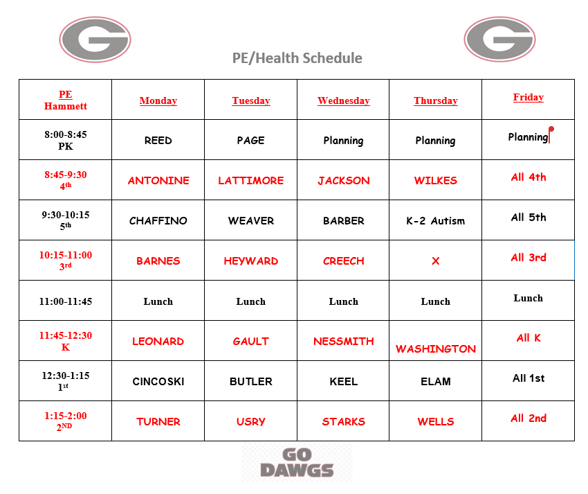 PE Schedule